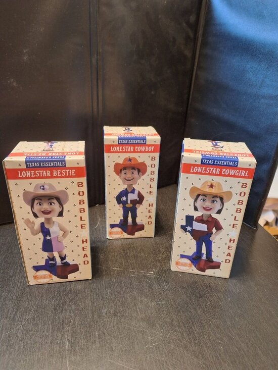 Texas Essentials Other - Texas Essentials Lone Star Bobblehead Lot of 3 – Cowgirl, Cowboy & Bestie – NEW